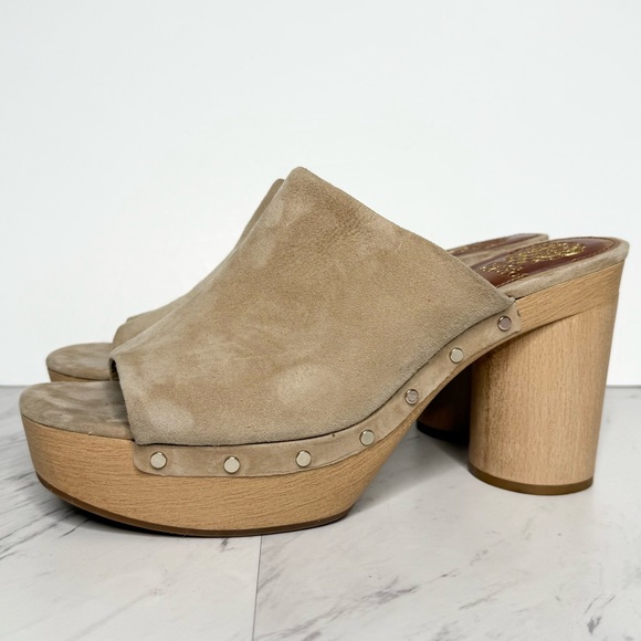 Vince Camuto Haydorn Tan Suede Heeled Sandal Mule 11M - Picture 1 of 16